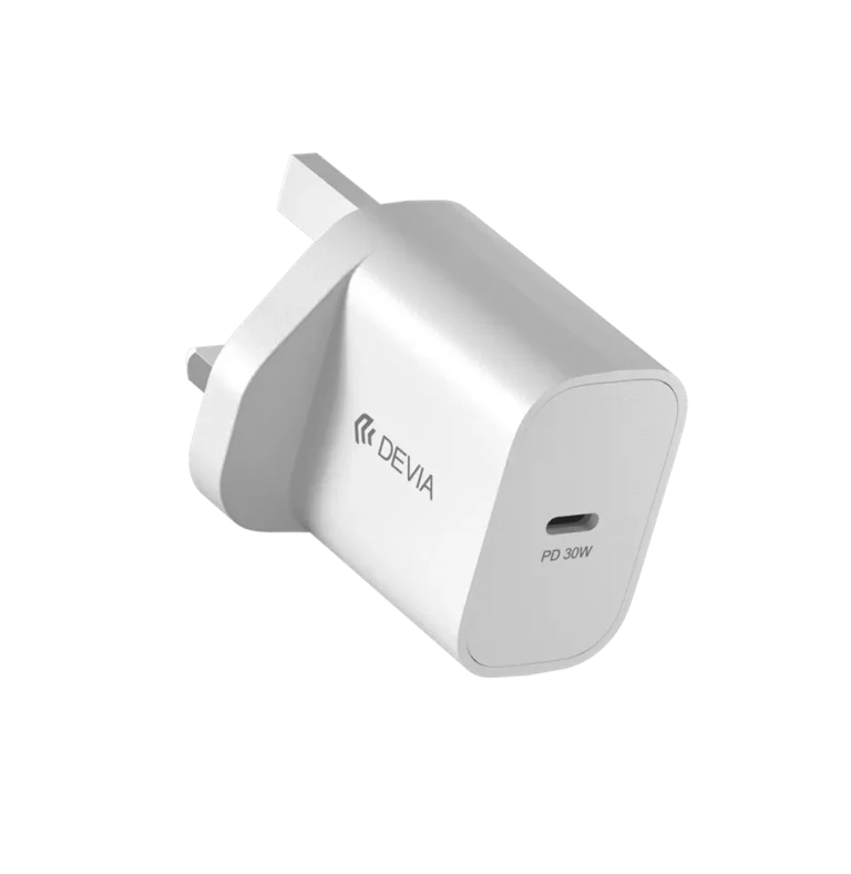 Devia – 30W GaN USB-C Power Delivery 3-Pin UK Charging Plug – White gallery image