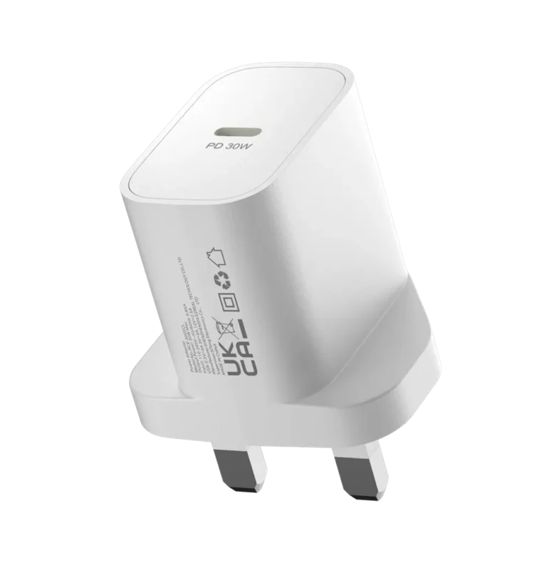 Devia – 30W GaN USB-C Power Delivery 3-Pin UK Charging Plug – White gallery image