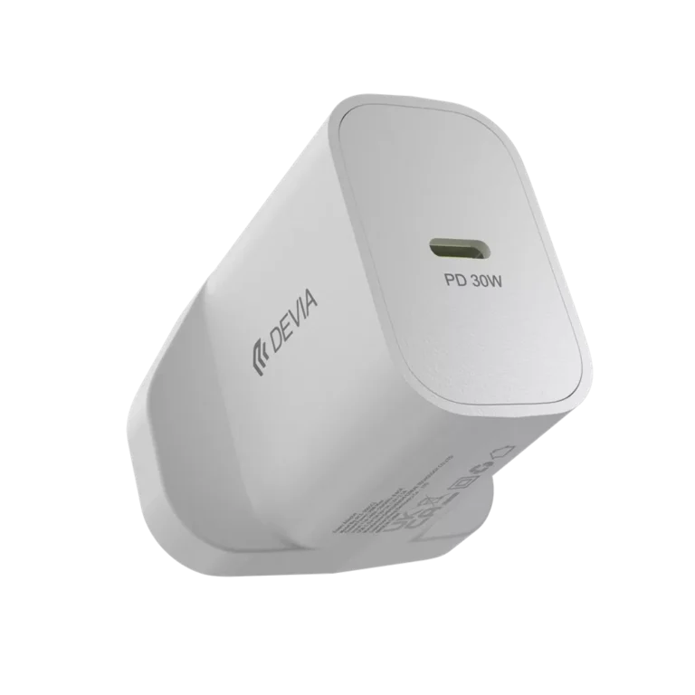 Devia – 30W GaN USB-C Power Delivery 3-Pin UK Charging Plug – White gallery image