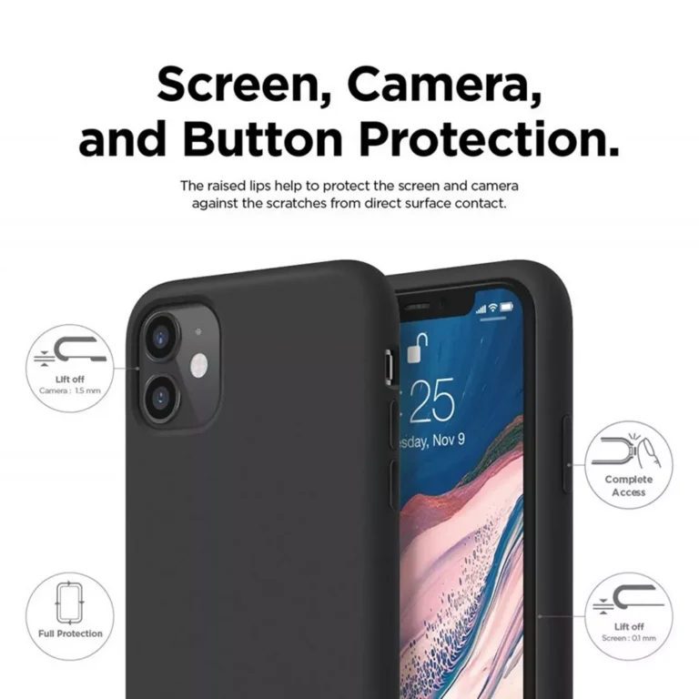 Phone Case – Silicone for iPhone 12 & iPhone 12 Pro – Black gallery image