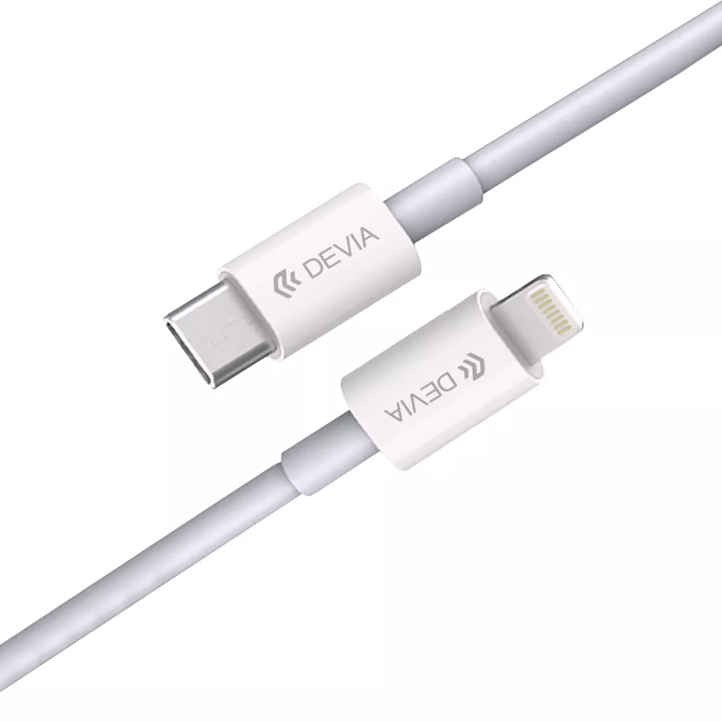 Devia – Comma 1.5m (27W) Power Delivery – USB-C to MFI Lightning Cable – White