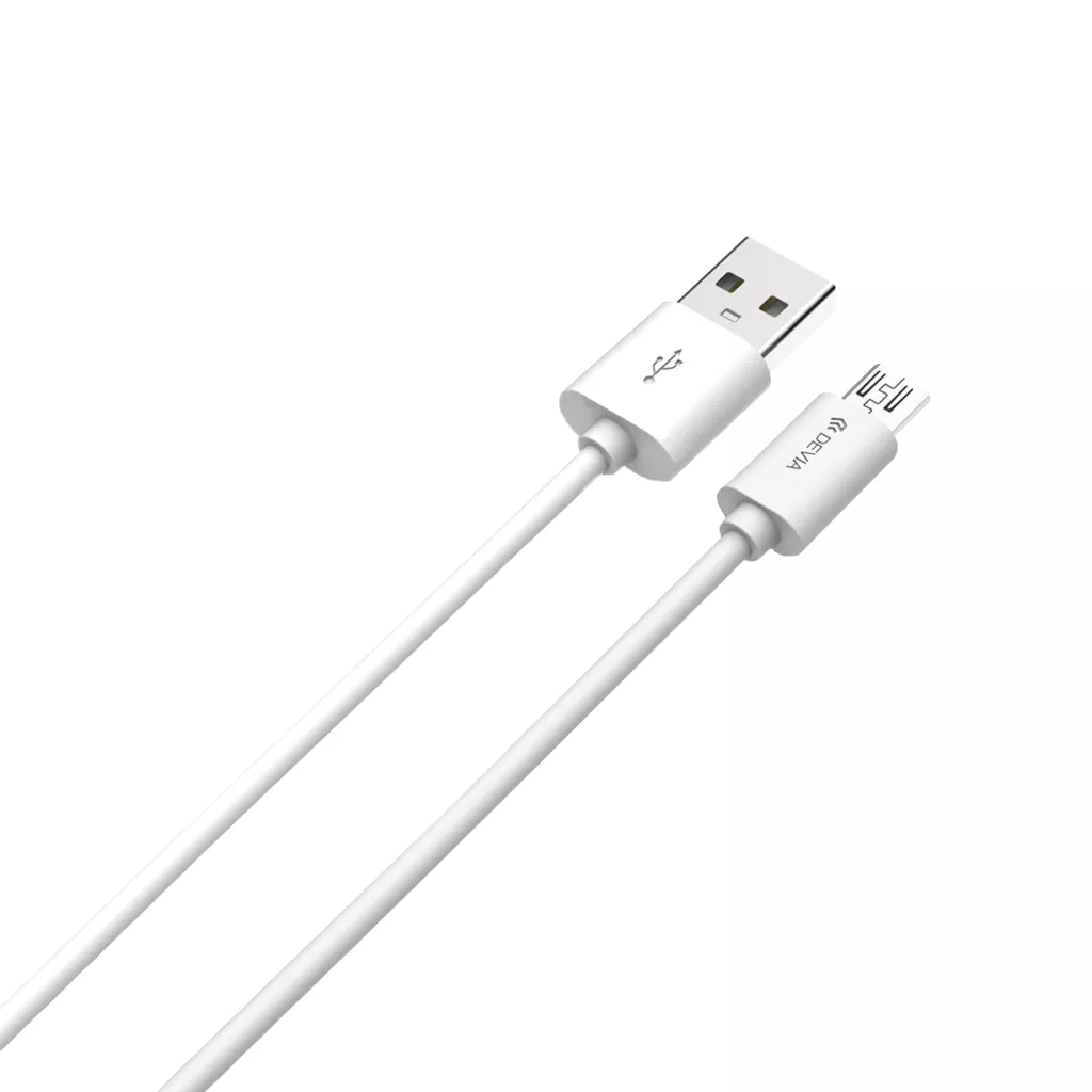 Devia – 1m (2.1A) USB to MicroUSB Cable – White