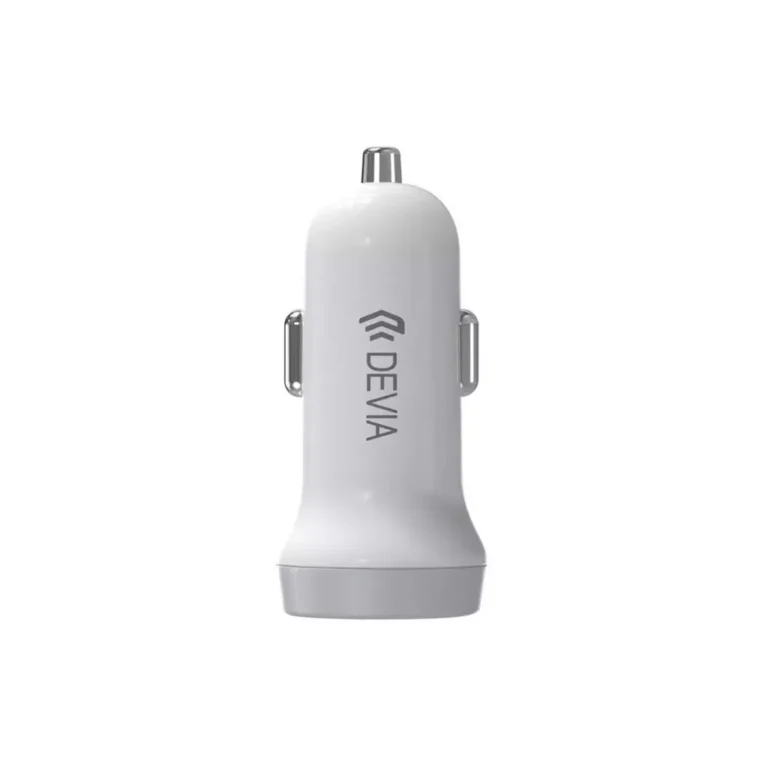 Devia – 3.1A Dual USB Port Car Adapter & 1m USB-C Cable – White gallery image
