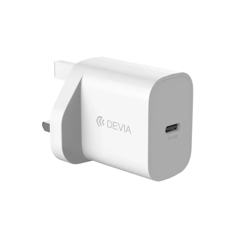 Devia – 20W USB-C Power Delivery 3-Pin UK Charging Plug – White gallery image