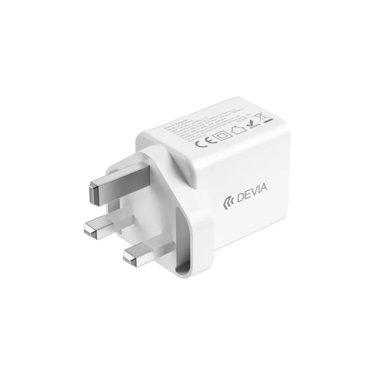 Devia – 45W GaN Dual USB-C Power Delivery 3-Pin UK Charging Plug – White gallery image