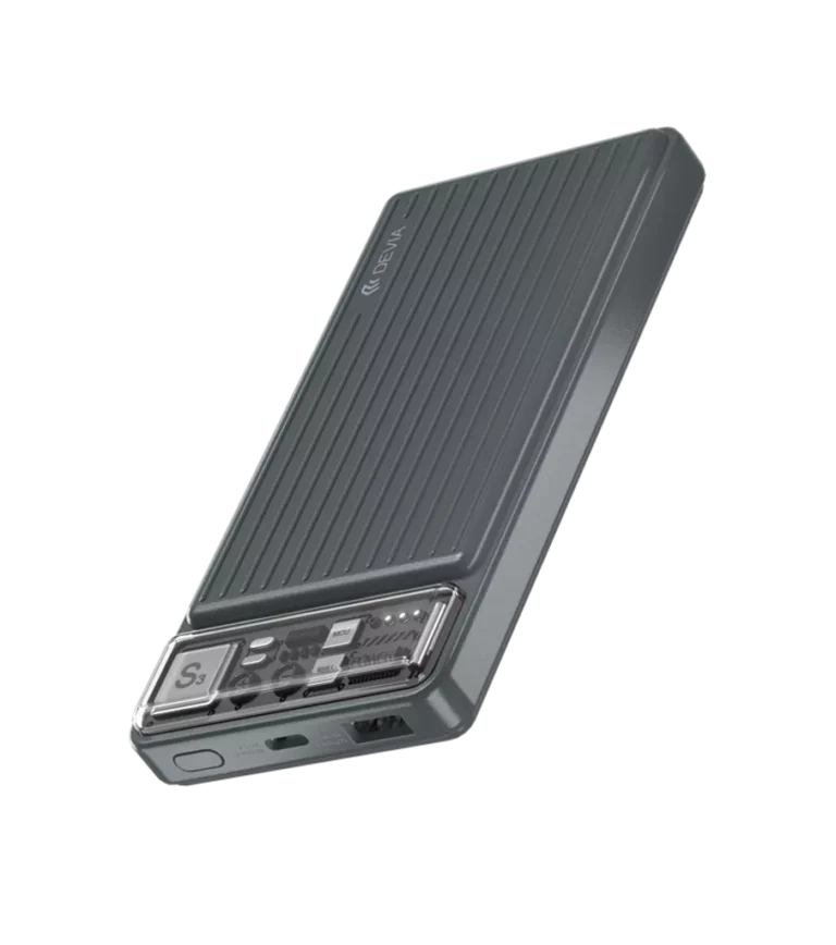 Devia – 10,000mAh Dual Port LED Indicator Mini Powerbank – Grey gallery image