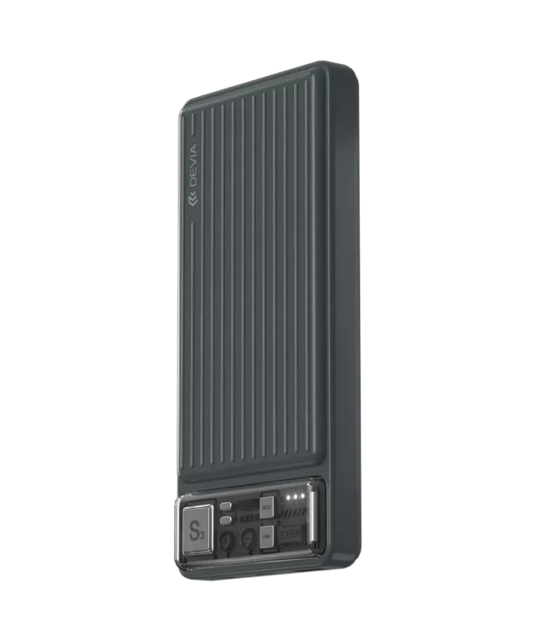 Devia – 10,000mAh Dual Port LED Indicator Mini Powerbank – Grey gallery image