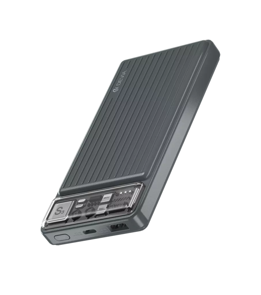 Devia – 10,000mAh Dual Port LED Indicator Mini Powerbank – Grey