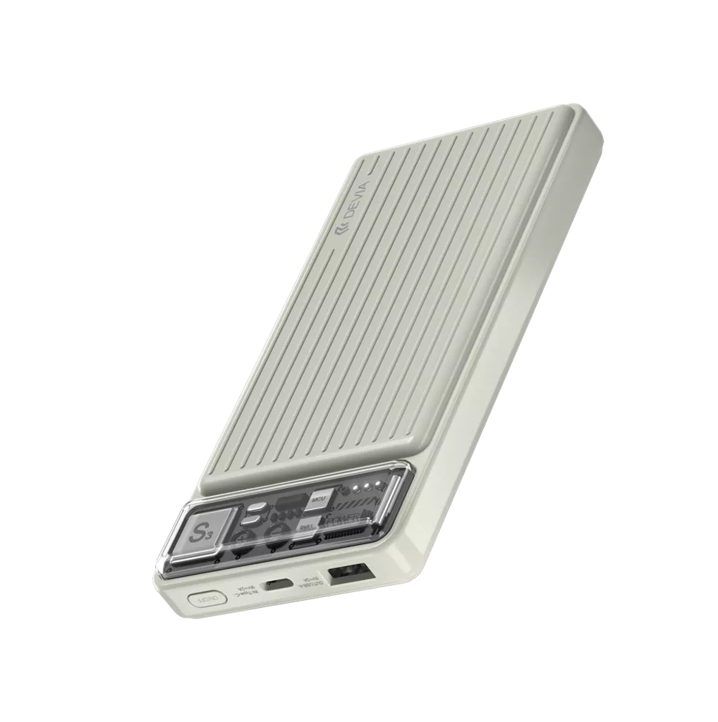 Devia – 10,000mAh Dual Port LED Indicator Mini Powerbank – Ivory