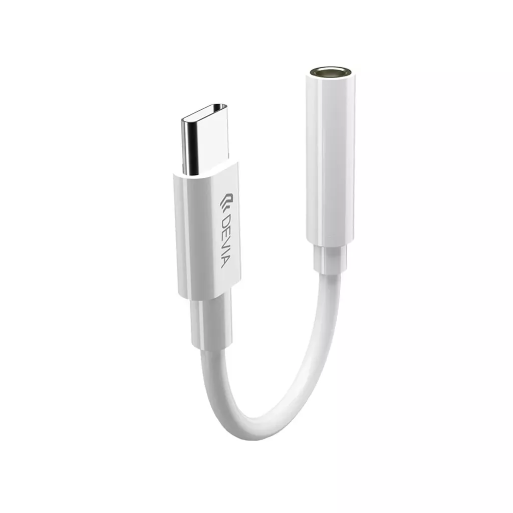 Devia – USB-C to 3.5mm Headphone Adapter – White