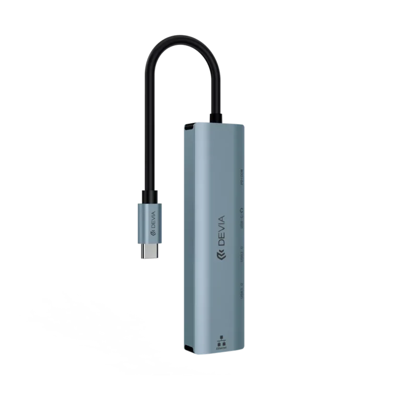 Devia – USB-C 4in1 Hub – 100W PD, 2x USB-C, & USB – Grey gallery image