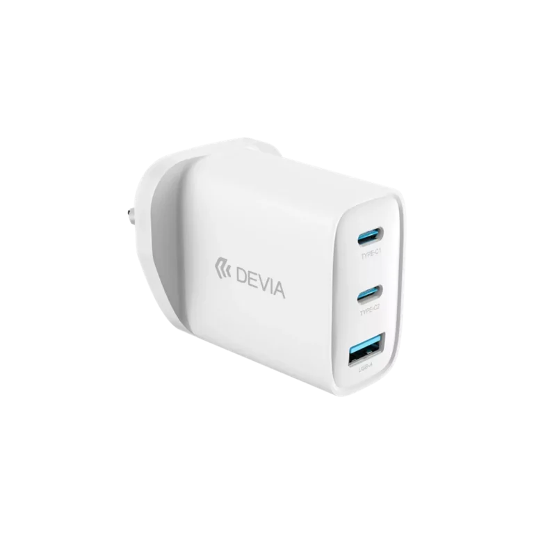 Devia – 65W GaN USB-C PD & QC4.0 3-Pin UK Mini Charging Plug – White gallery image