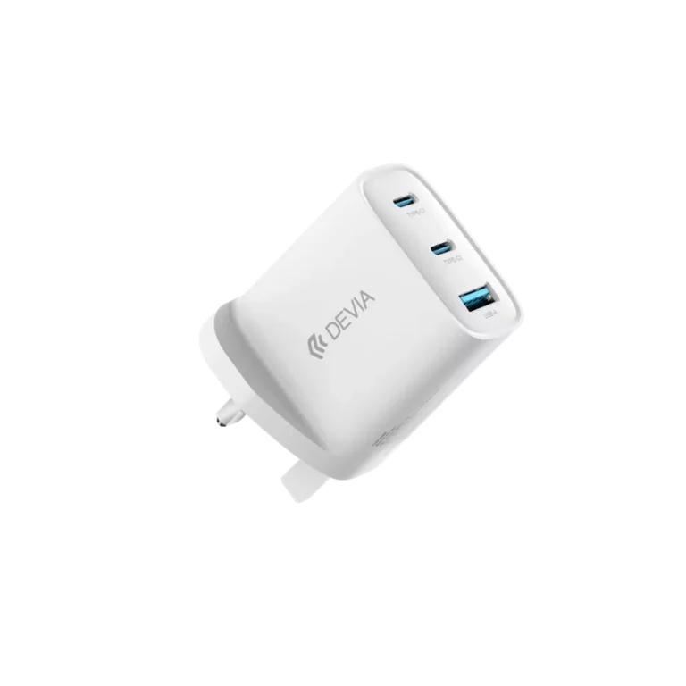 Devia – 65W GaN USB-C PD & QC4.0 3-Pin UK Mini Charging Plug – White gallery image