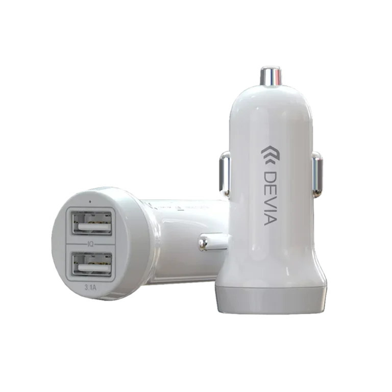 Devia – 3.1A Dual USB Port Car Adapter – White gallery image