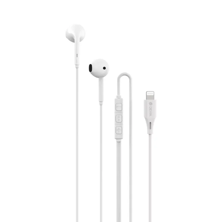 Devia – Lightning Earphones with Microphone & Volume Control – White
