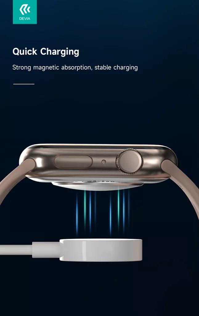Devia – 1m (1A) USB-C to Magnetic Cable for Apple Watch – White gallery image